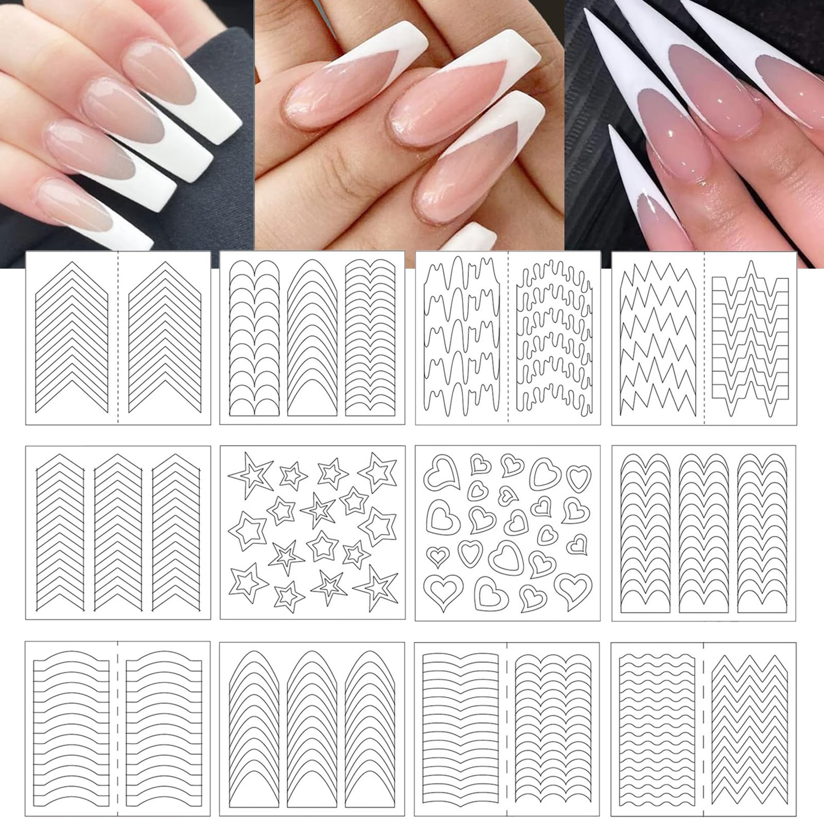Snmzlc guía francesa para uñas, colección de 36 hojas, para manicura limpia en casa.