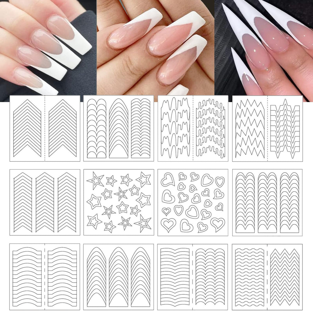 Snmzlc guía francesa para uñas, colección de 36 hojas, para manicura limpia en casa.