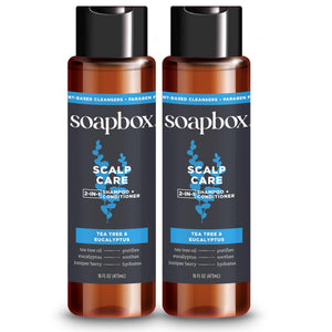 Soapbox 2 en 1 para hombres, botella de árbol de té, limpieza profunda y fresca.