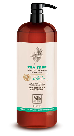 Soapbox Champú Árbol de Té y Menta, botella lista para un lavado purificante