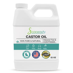 Soapeauty aceite de castor prensado en frío en botella, ideal para cuidado facial y capilar.