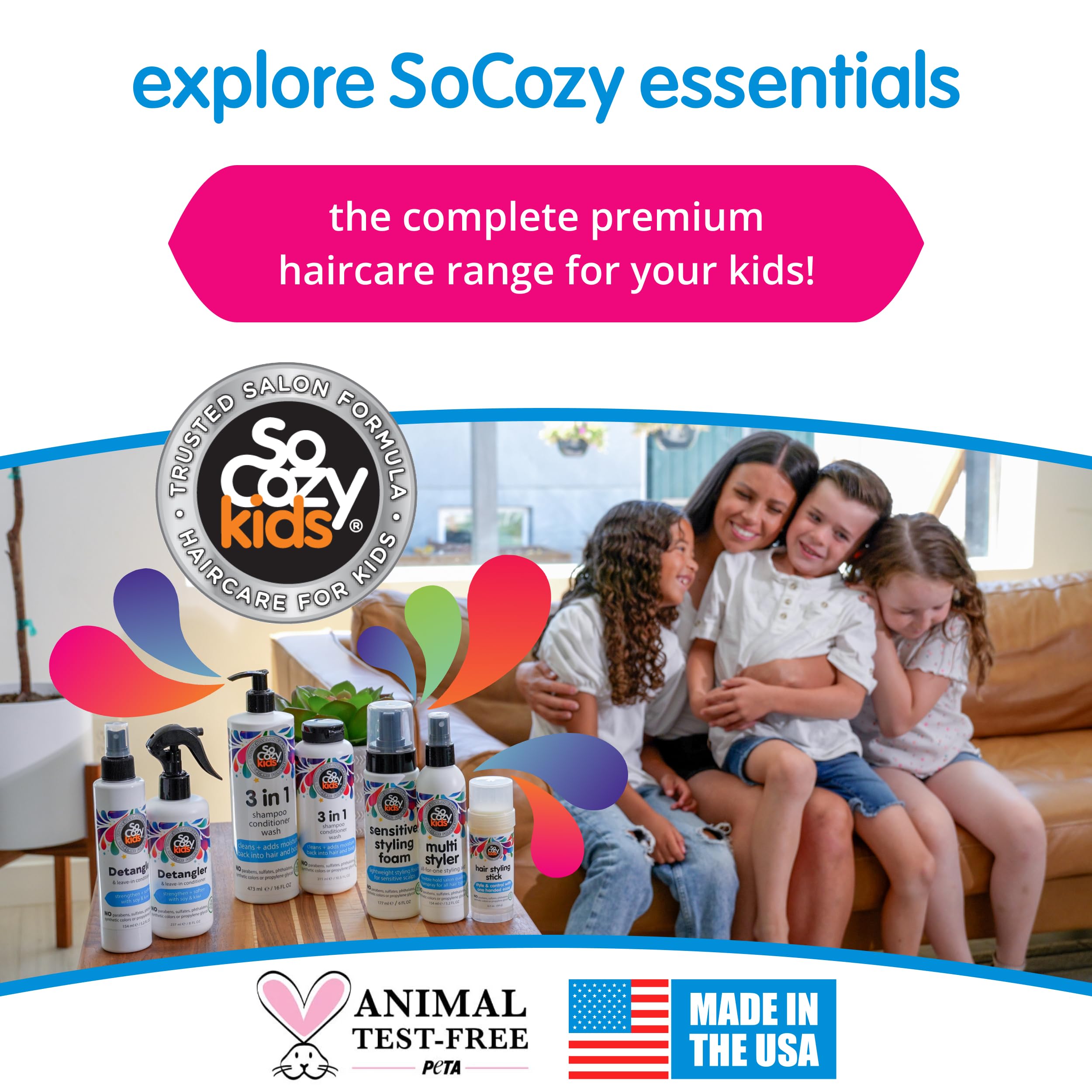 Fórmula profesional de SoCozy sin parabenos ni sulfatos.