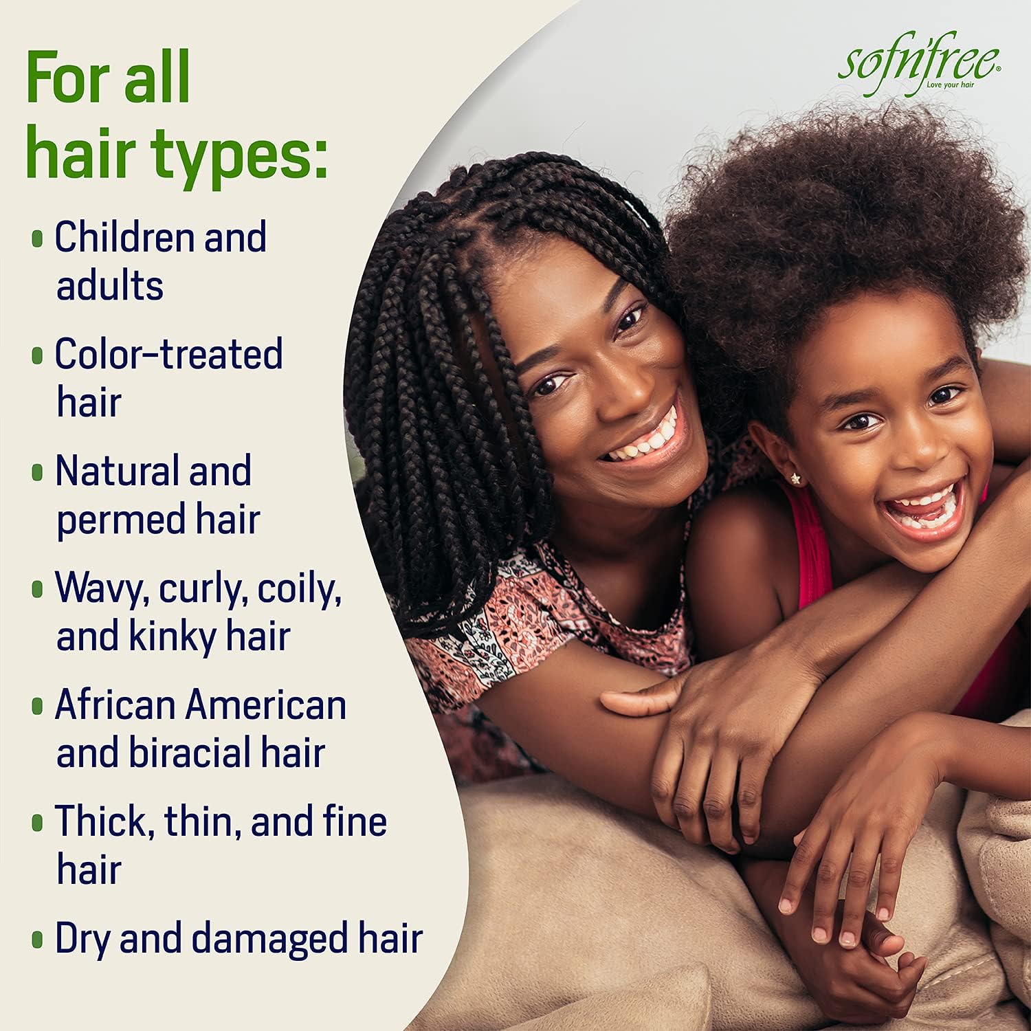 SOF N' FREE aplicación fácil para cabello limpio y manejable