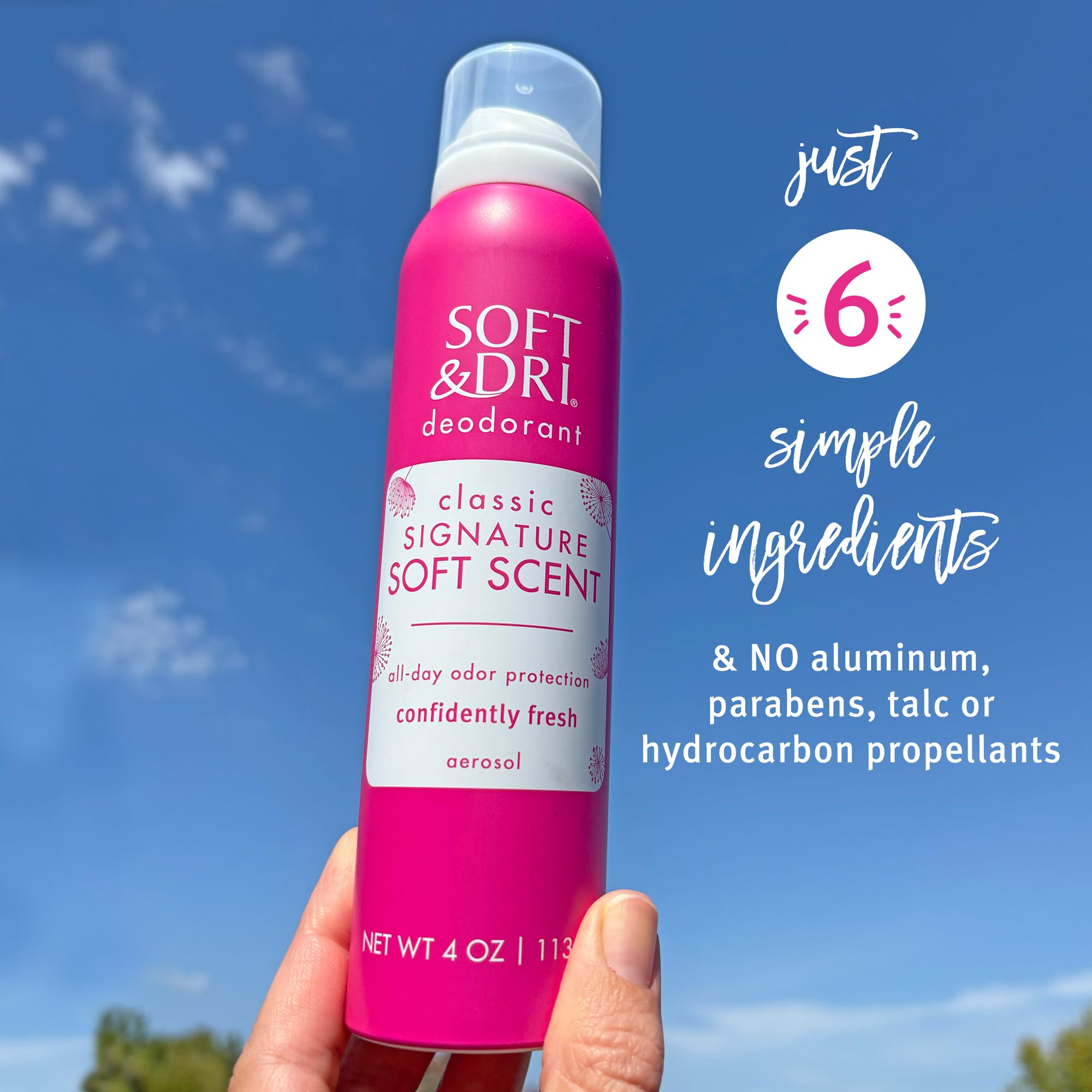 Uso diario de Soft Dri en aerosol, protección suave y constante.