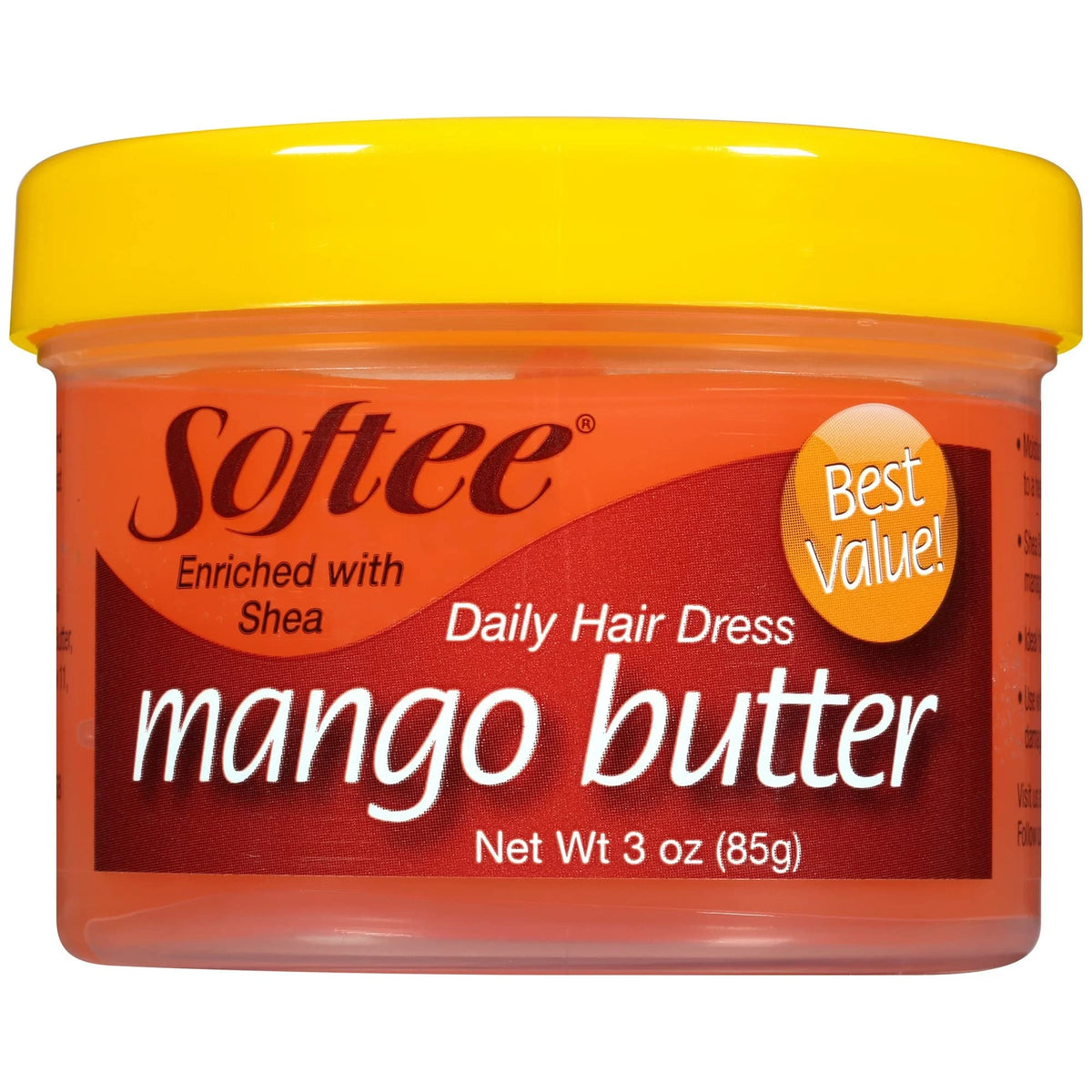 Softee Mango Manteca para cabello: crema rica que hidrata y suaviza.