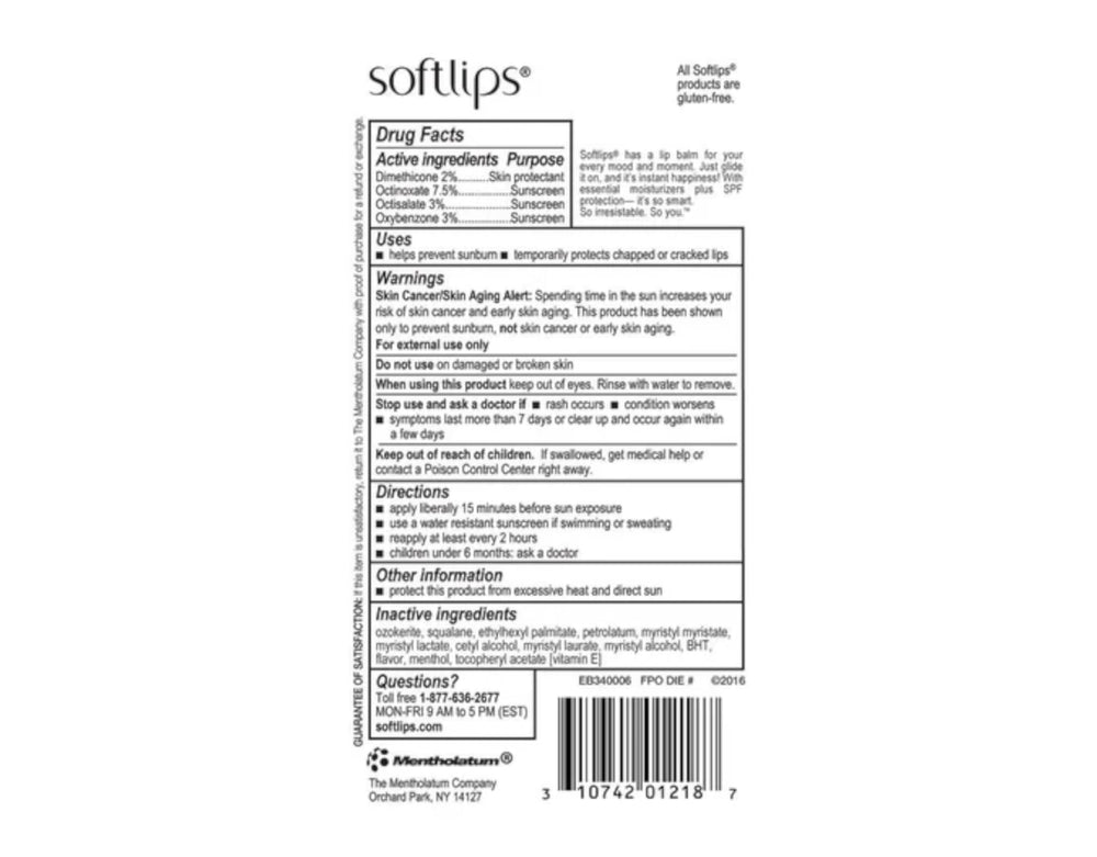 SoftLips bálsamo labial vainilla, textura suave para hidratar los labios.