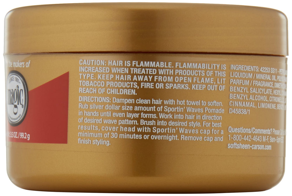SoftSheen Sportin' Waves pomada: ondas definidas y peinado duradero en cabello corto.