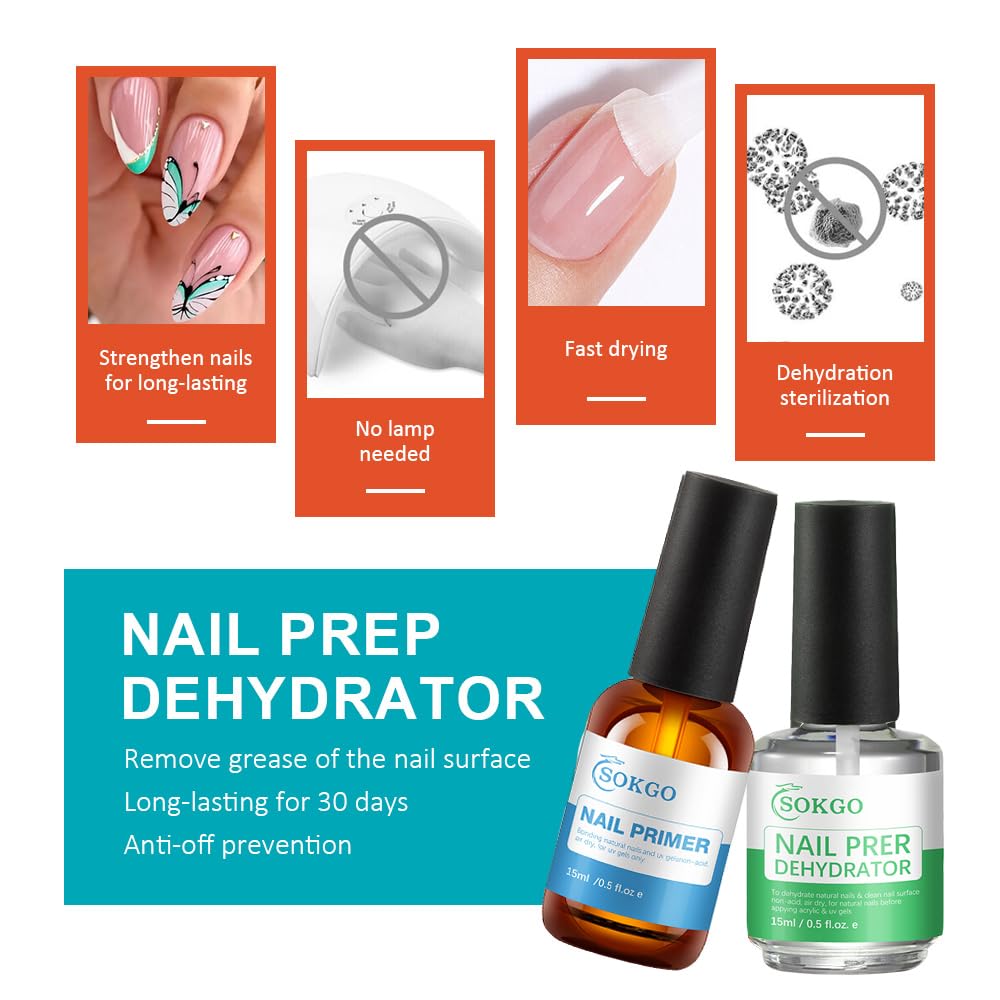 Sokgo primer de uñas para mayor adherencia entre uñas y gel UV.