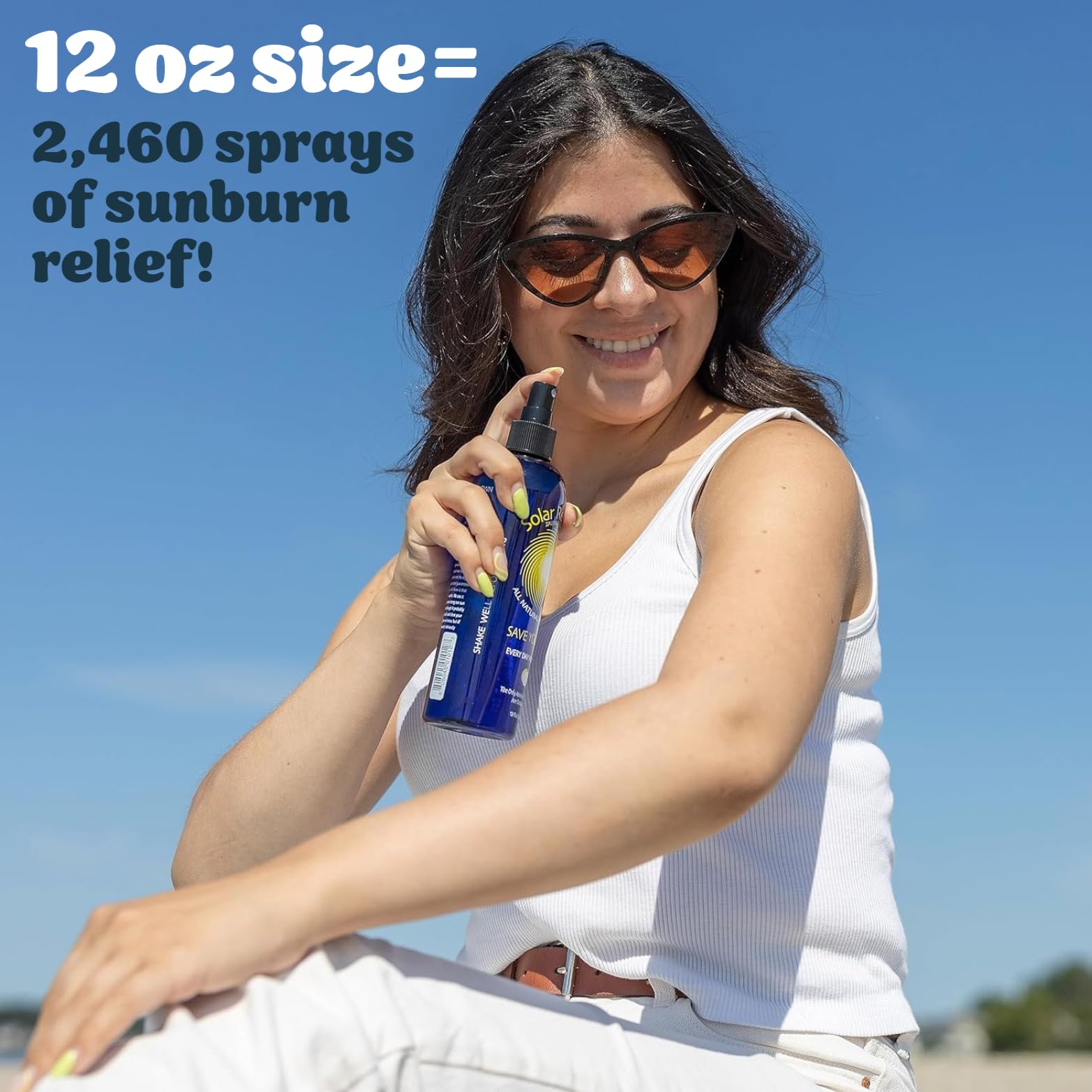 Solar Recover After Sun Spray botella 12oz para bruma ligera en rostro y cuerpo.