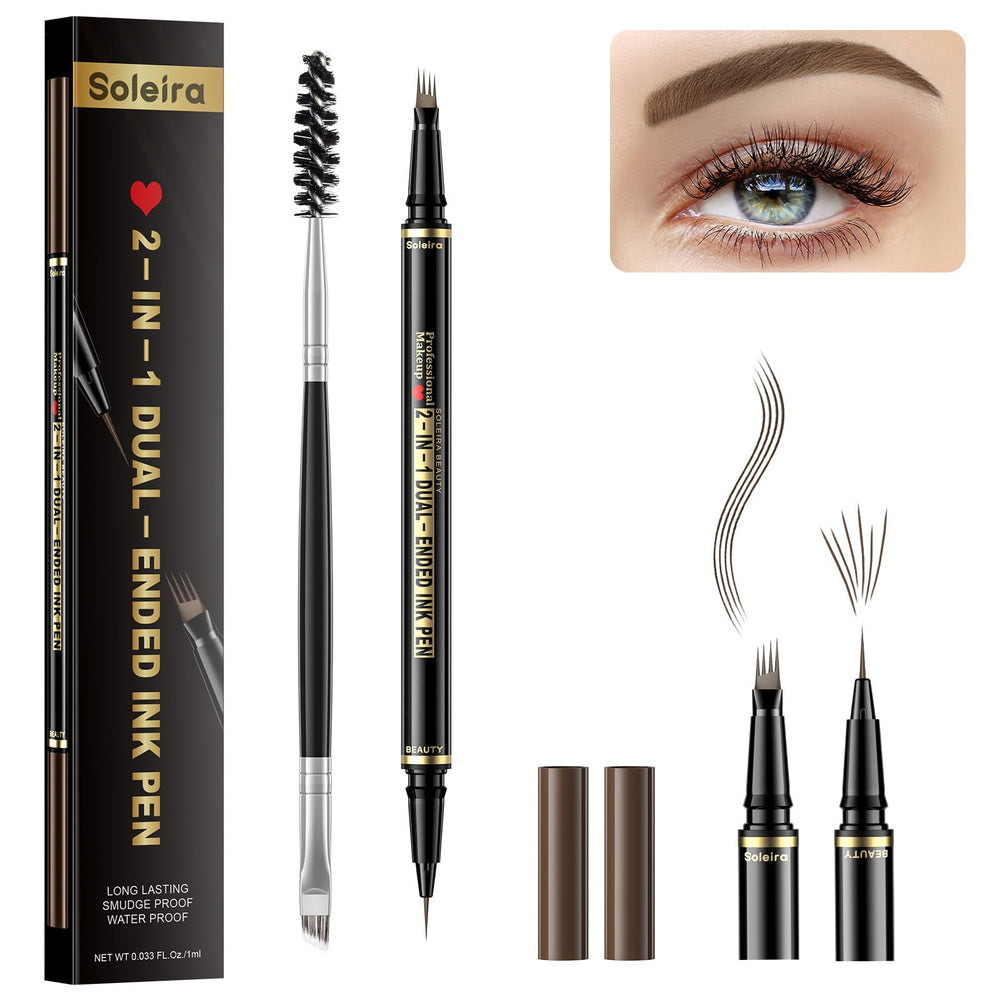 Soleira lápiz para cejas con microblading de 4 puntas para trazos naturales.