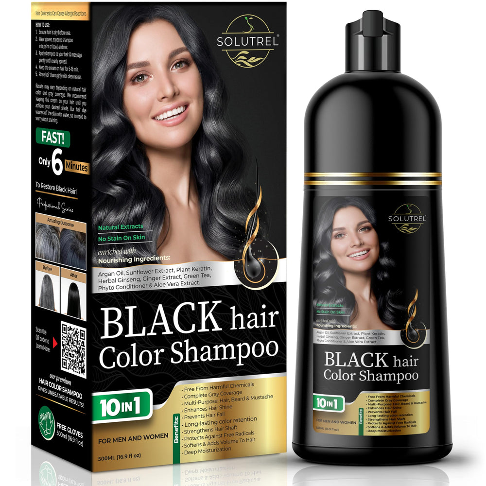 Solutrel tiñe negro y cubre canas con resultado natural.