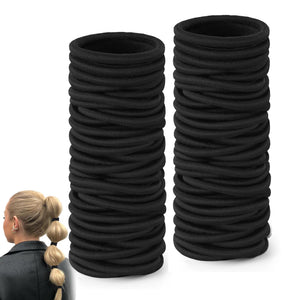 SongmuZS elásticos de pelo 6 mm negros, paquete de 100 para uso diario.
