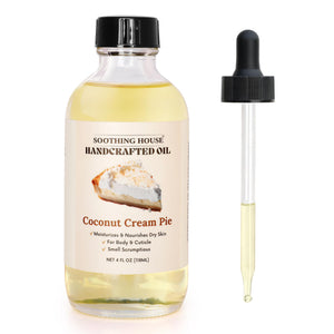 Soothing House Aceite corporal Pastel de Coco en botella, hidrata profundamente la piel.