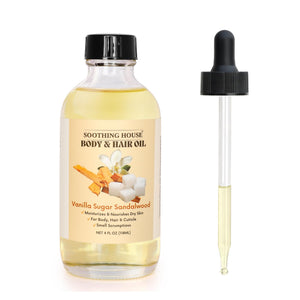 Soothing House aceite vainilla azucar sándalo en botella, hidratación suave para piel