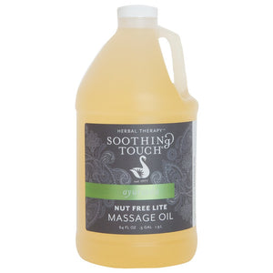 Soothing Touch Aceite sin frutos secos en frasco, hidratación facial suave y segura.