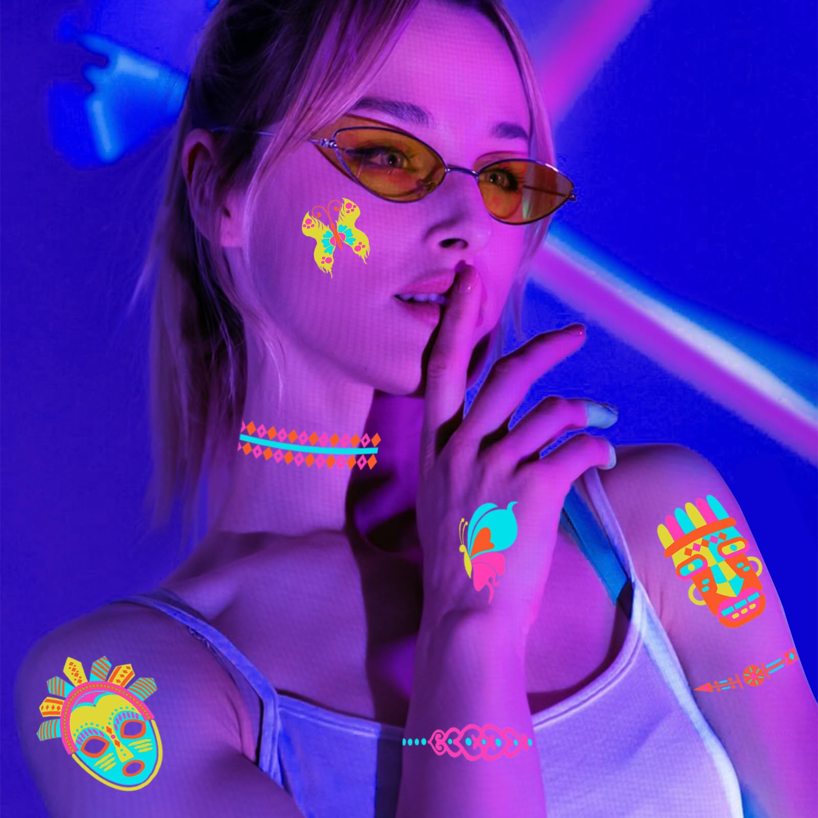 SOOVSY tatuajes brillan en oscuridad con globos para celebraciones