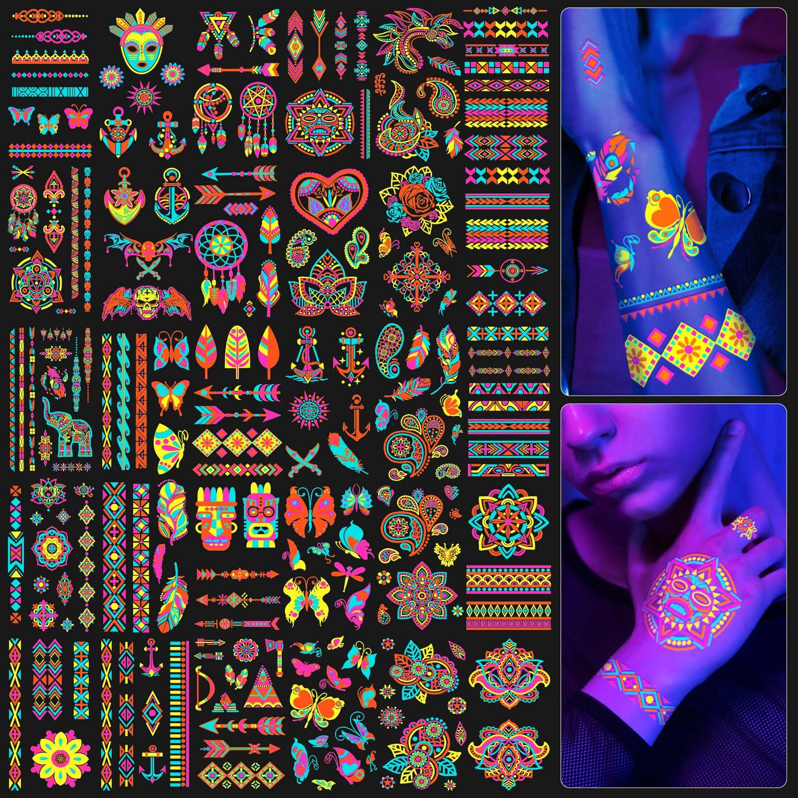 SOOVSY tatuajes brillan en oscuridad con micrófono para fiestas