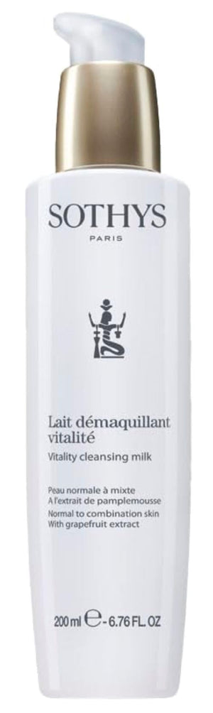 SOTHYS Leche limpiadora Vitality en una botella, ideal para desmaquillar y tonificar.
