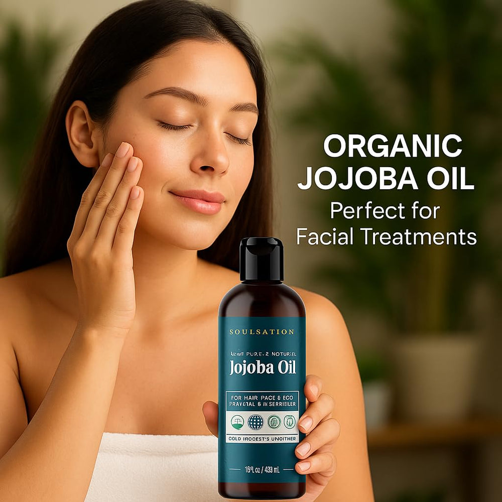 SOULSATION Aceite de jojoba orgánico para cara, textura ligera y nutriente.