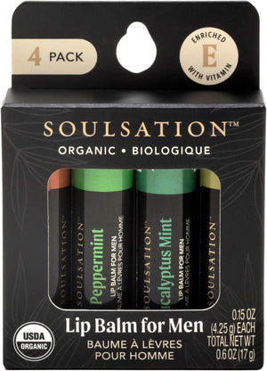 SOULSATION bálsamo labial set para hombres, uso diario y sabores variados.