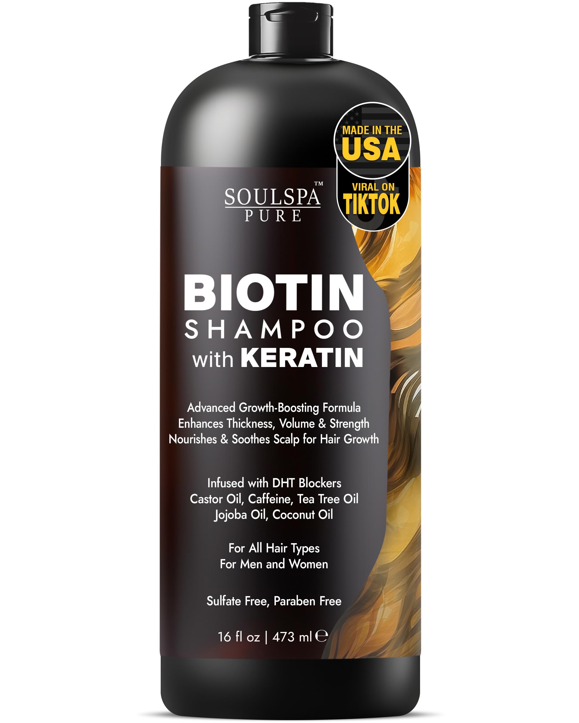 SOULSPA PURE Biotina con Keratina: botella visible para un cabello más fuerte.