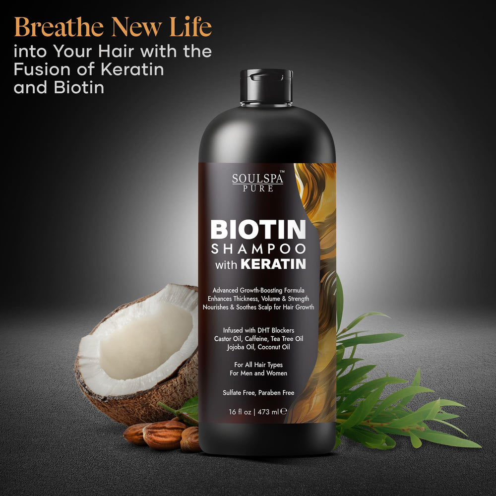 SOULSPA PURE Biotina con Keratina: cabello más fuerte y volumen perceptible.