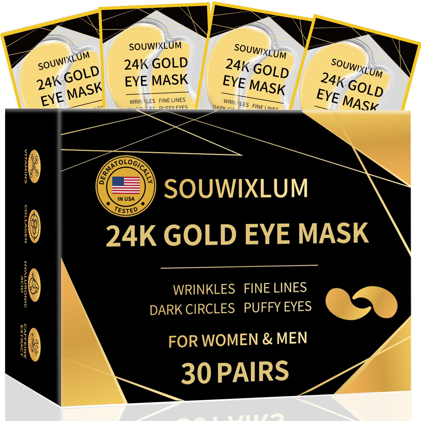 Souwixlum parches ojos 24K oro para revitalizar la mirada