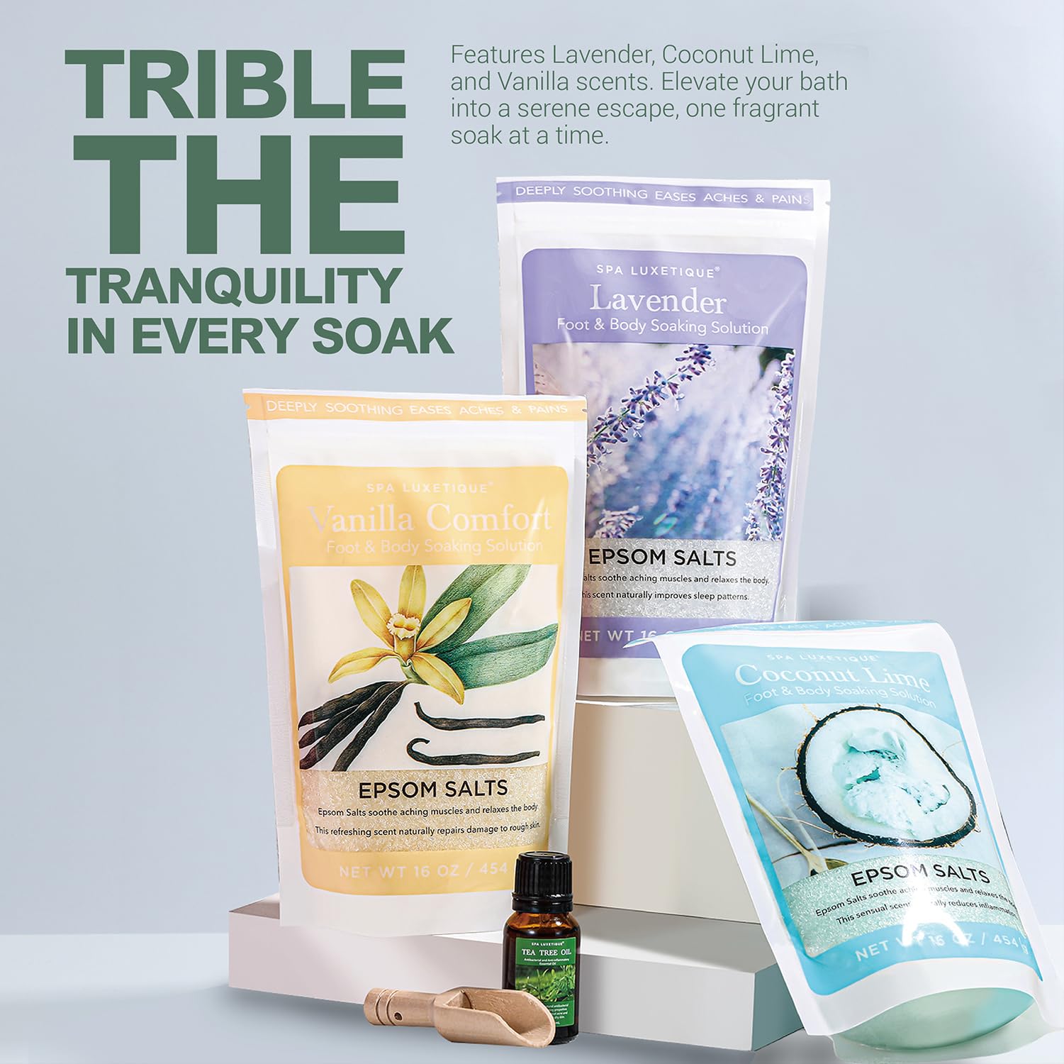 Spa Luxetique sales de epsom vainilla para una experiencia cálida