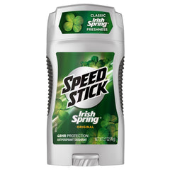 Speed Stick Desodorante Antitranspirante Original Irish Spring, botella, protección duradera contra el sudor.