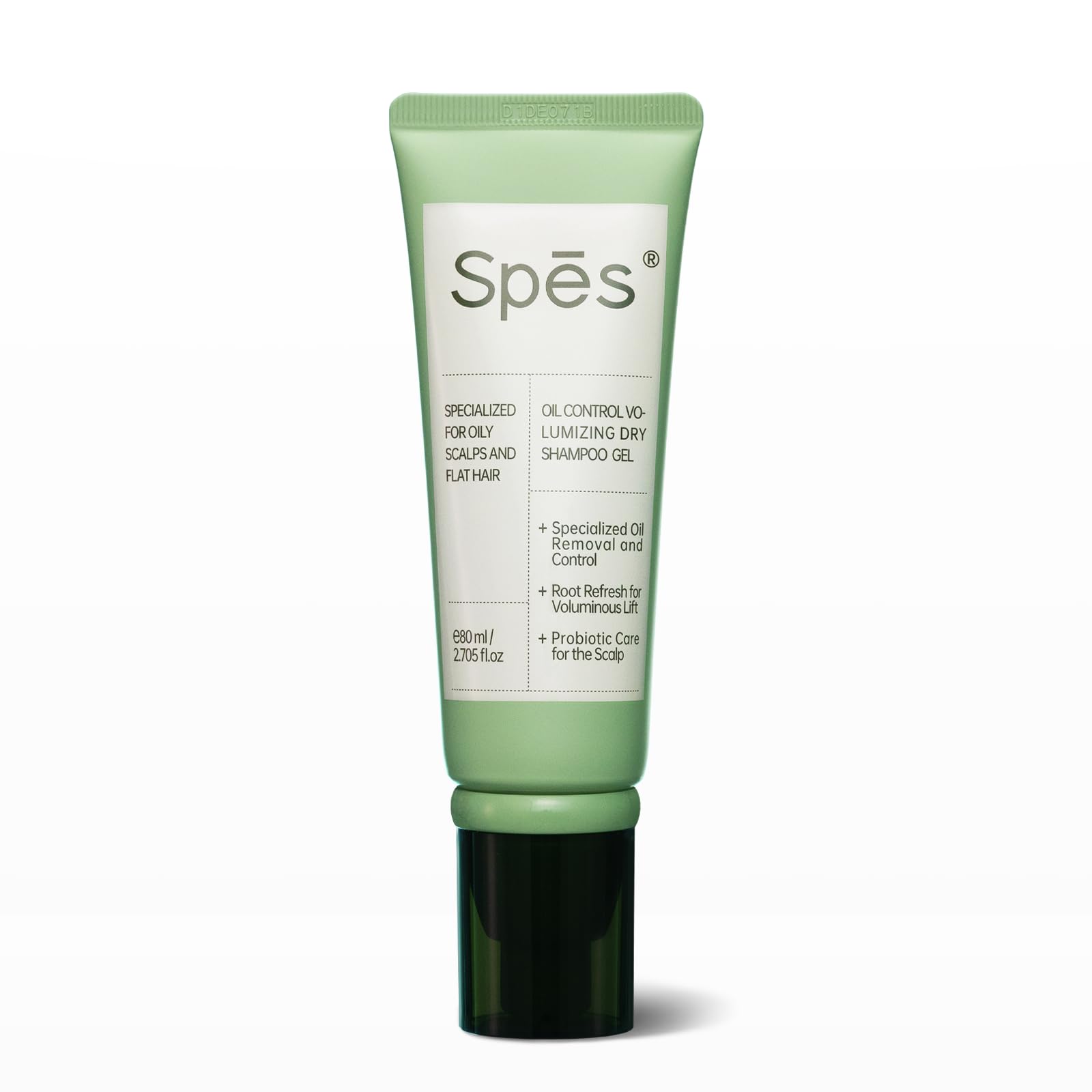 Spes Dry Shampoo Segunda Generación, botella con gel y aroma cedro para control de grasa todo el día