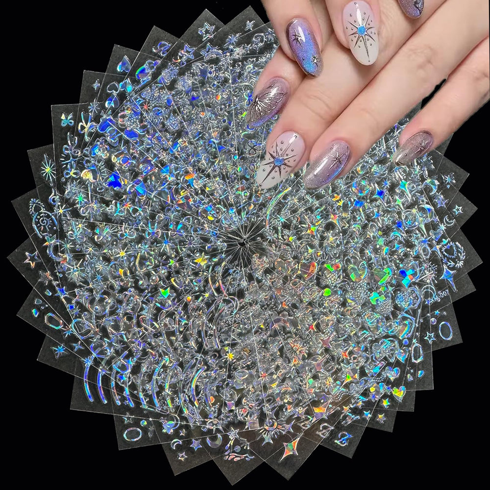 SPLOCUDU estrellas Aurora 3D para uñas, adhesivas y fáciles de aplicar.
