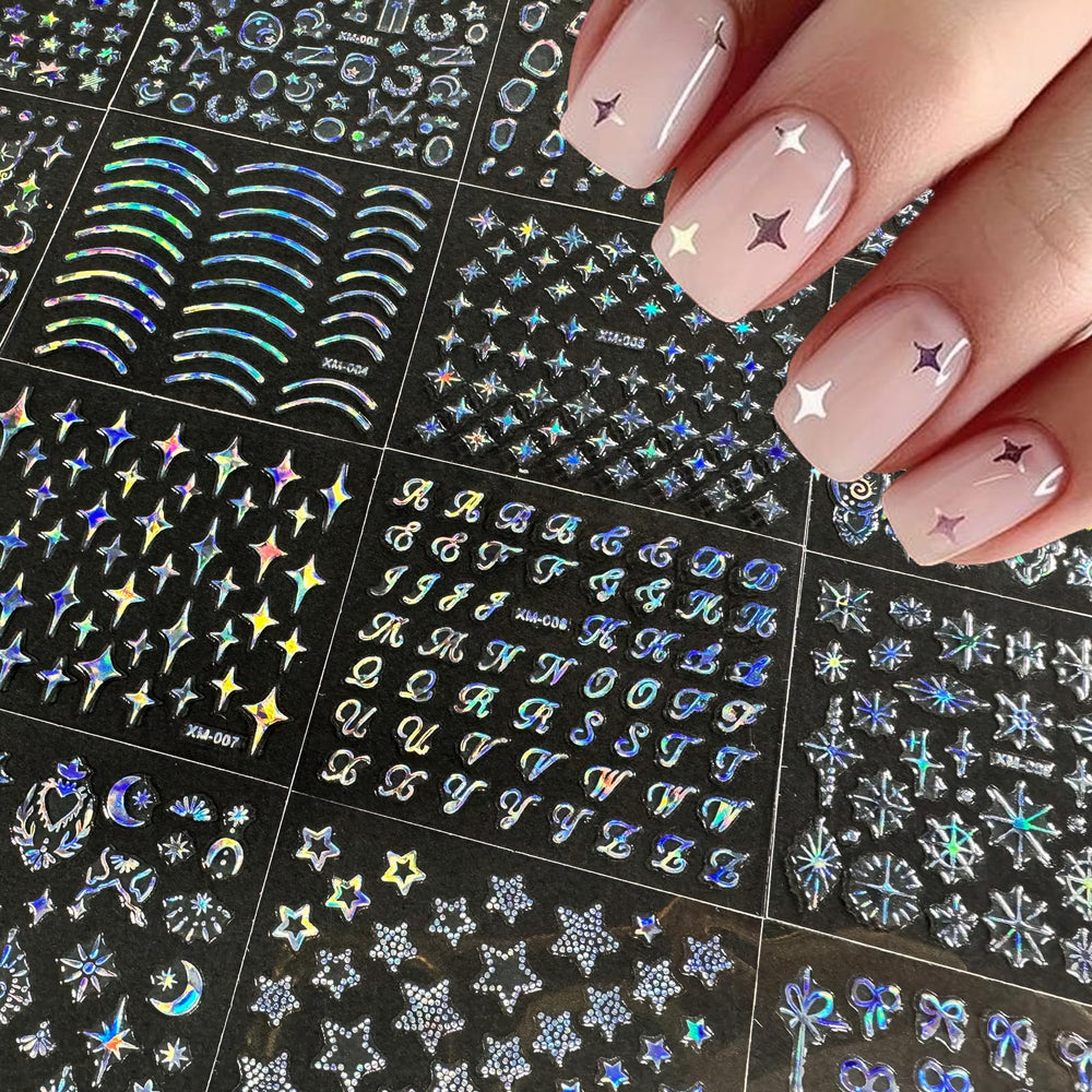 SPLOCUDU luna y estrellas, pegatinas para uñas, ideales para diseños nocturnos.