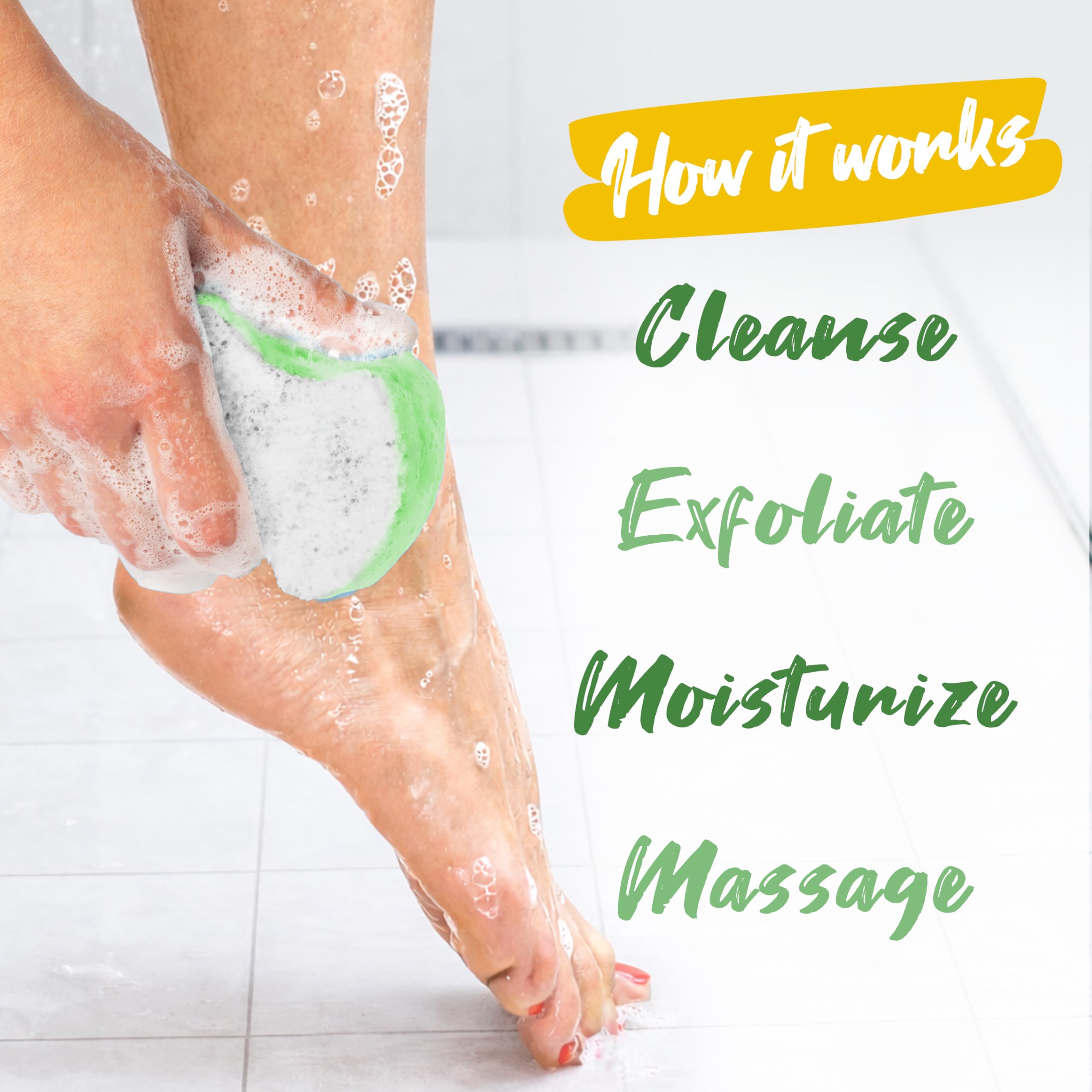 Spongeables Pedi Scrub: aroma a lavanda para relajación durante el cuidado de pies.