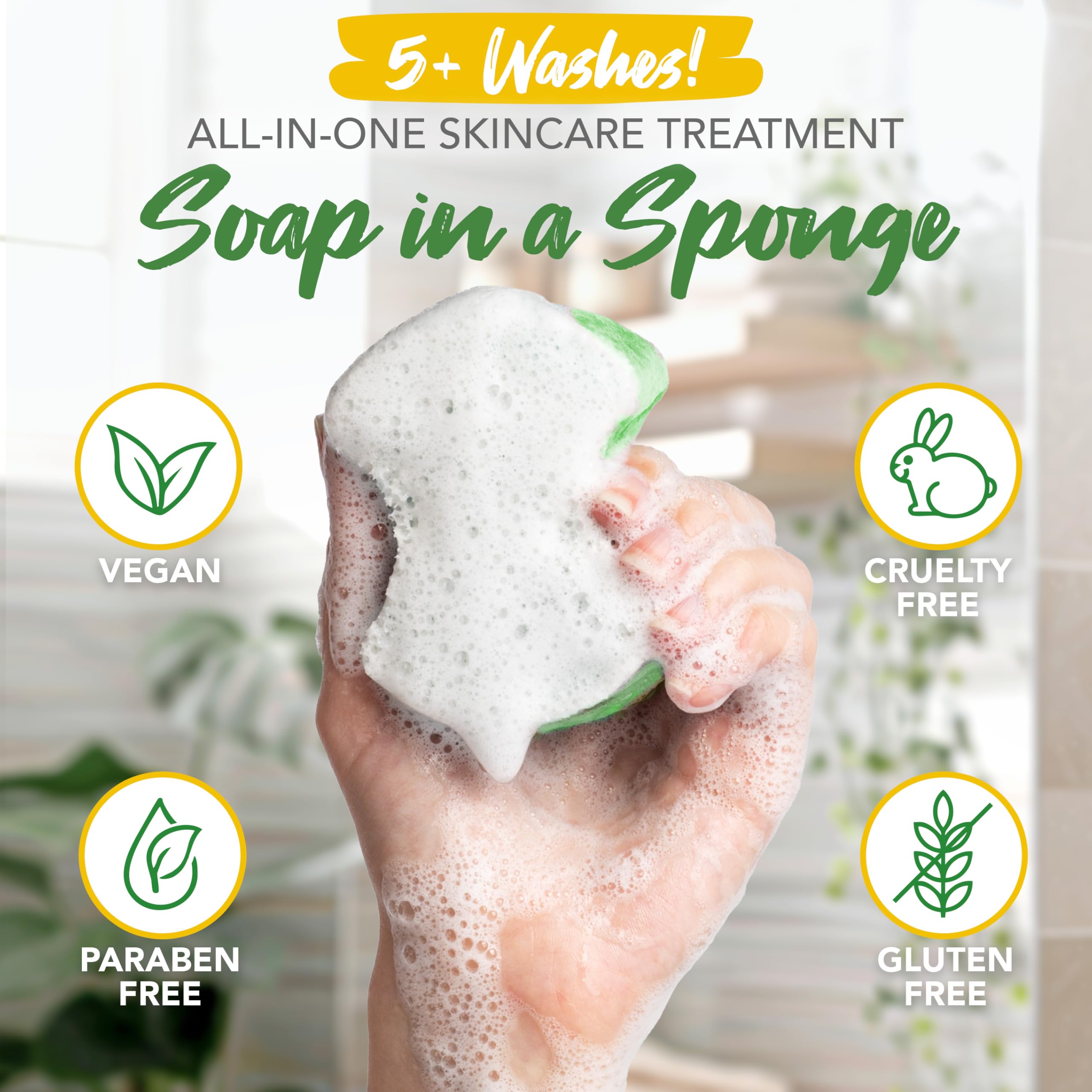 Spongeables Pedi Scrub: jabón en la esponja ofrece espuma agradable.