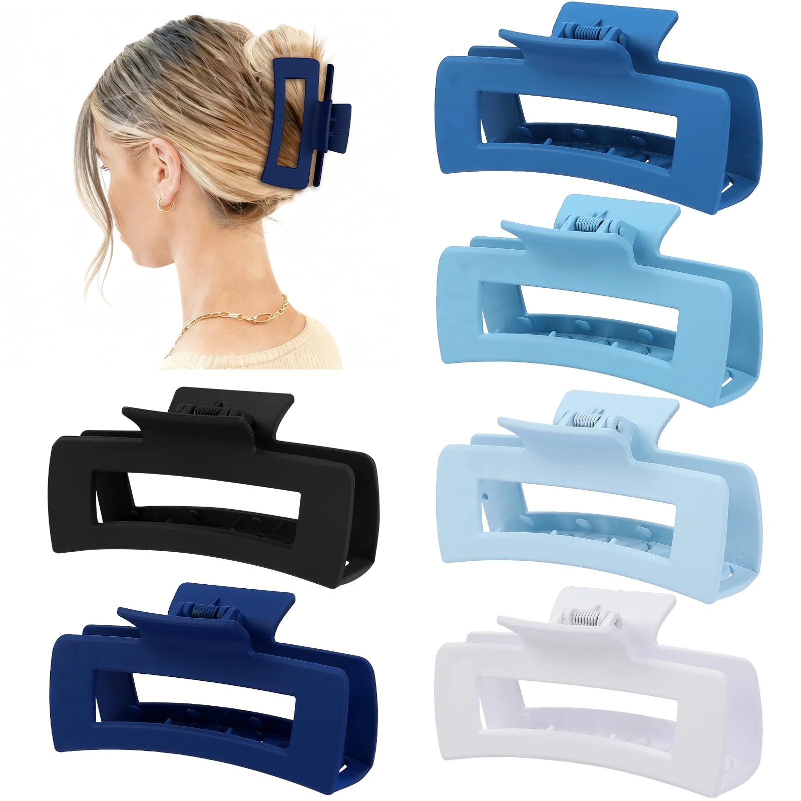 Clip rectangular Sisiaipu para cabello grueso, acabado acrílico resistente.