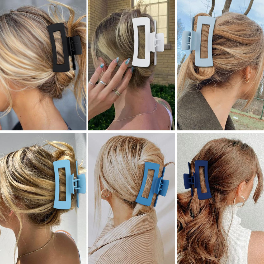 Regalo ideal Sisiaipu para mujeres, clips grandes para el pelo en azul.