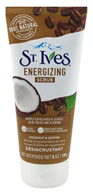 St. Ives Exfoliante Coco y Café energizante, frasco con textura exfoliante para la piel