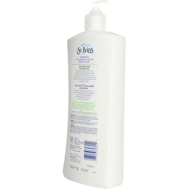 St Ives loción con aceite de soja, textura ligera sin grasa.
