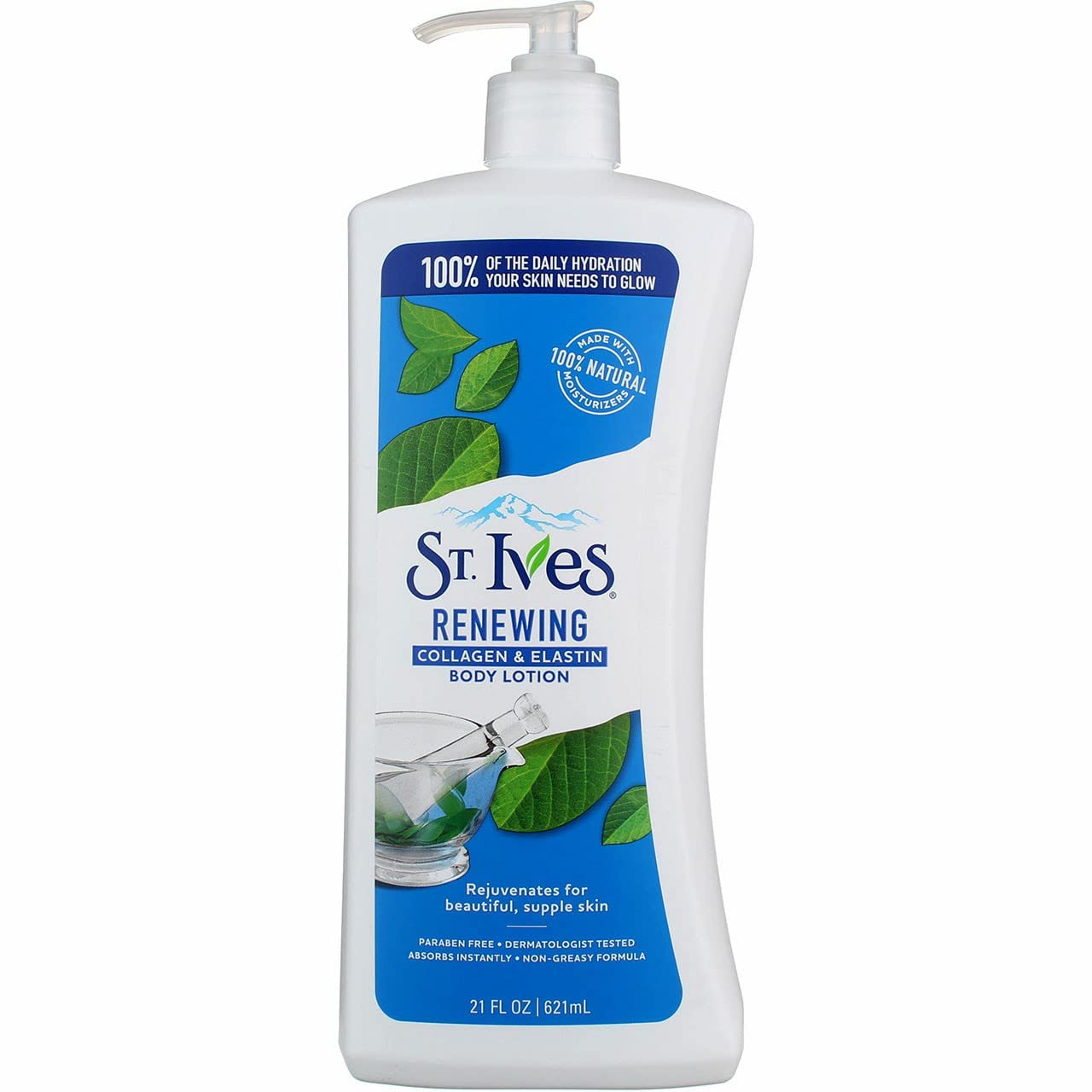 Rutina de cuidado diaria con St Ives, loción renovadora para uso diario.