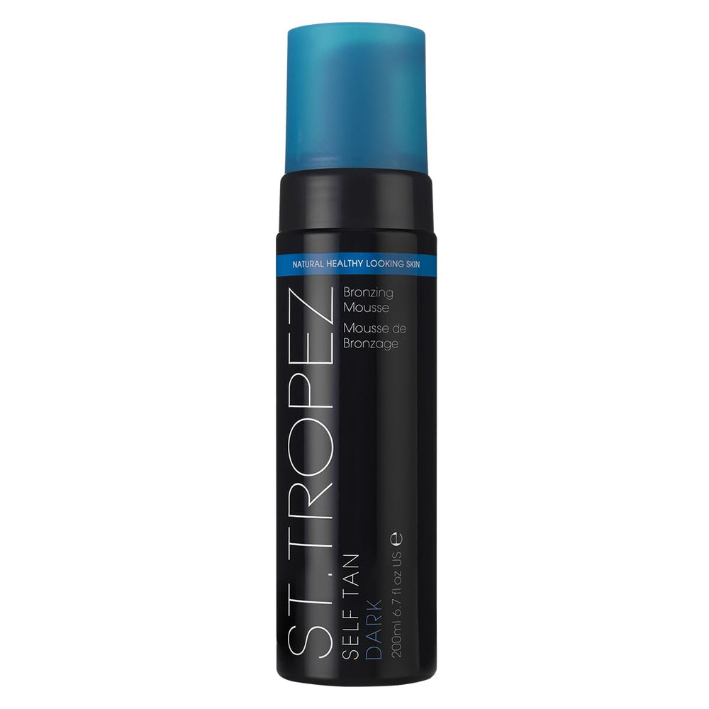 St.Tropez bronceador mousse oscura en botella, bronceado intenso y natural.