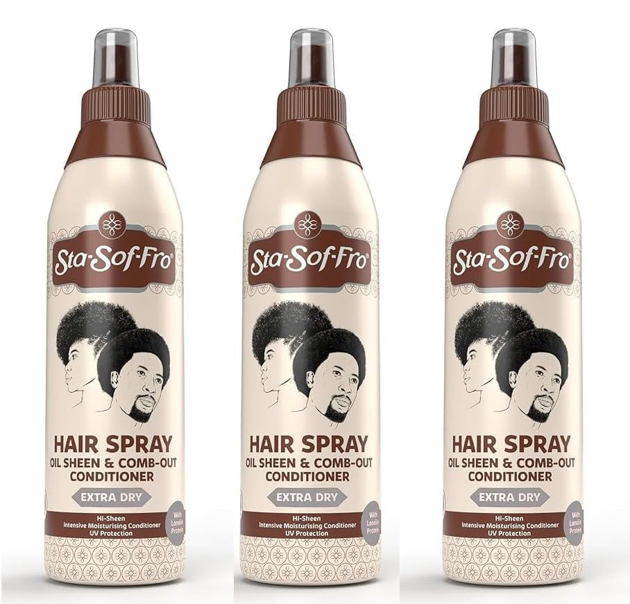 Sta-Sof-Fro acondicionador en aerosol para cabello y cuero cabelludo, facilita peinado y aporta suavidad.