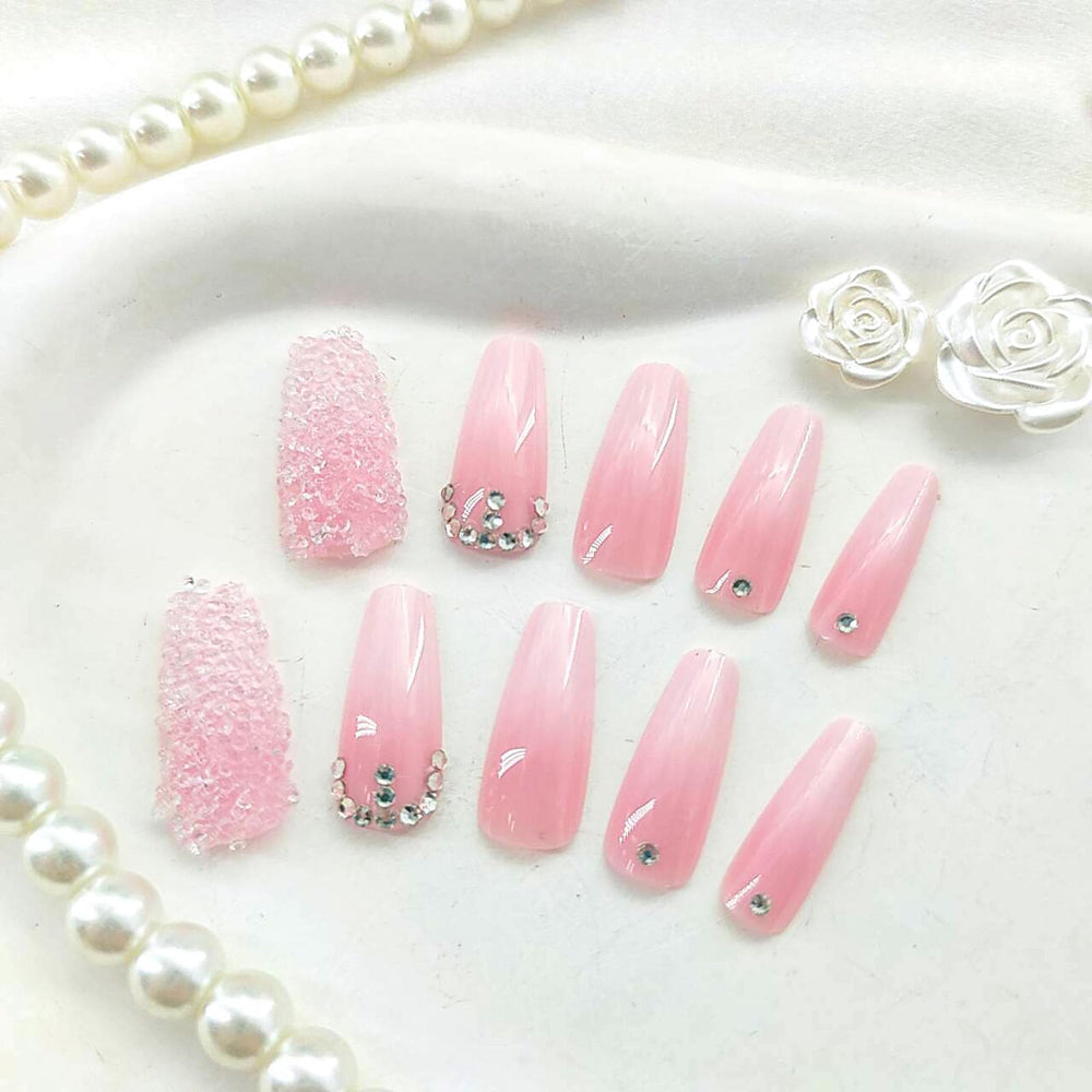 STADWWK uñas postizas con cristales y diseño gradiente para eventos
