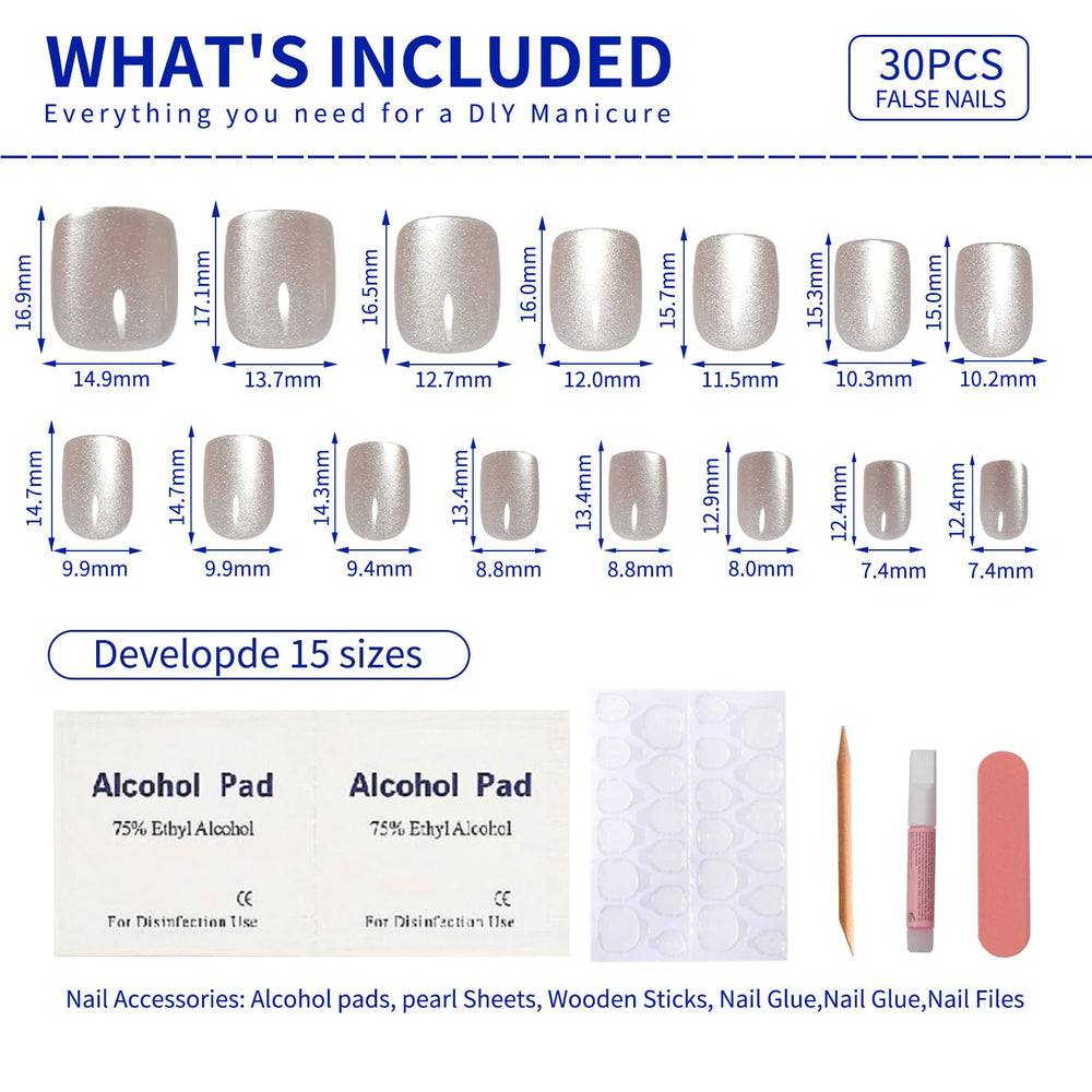 Stbisen set de 30 uñas con 15 tallas para ajuste perfecto.