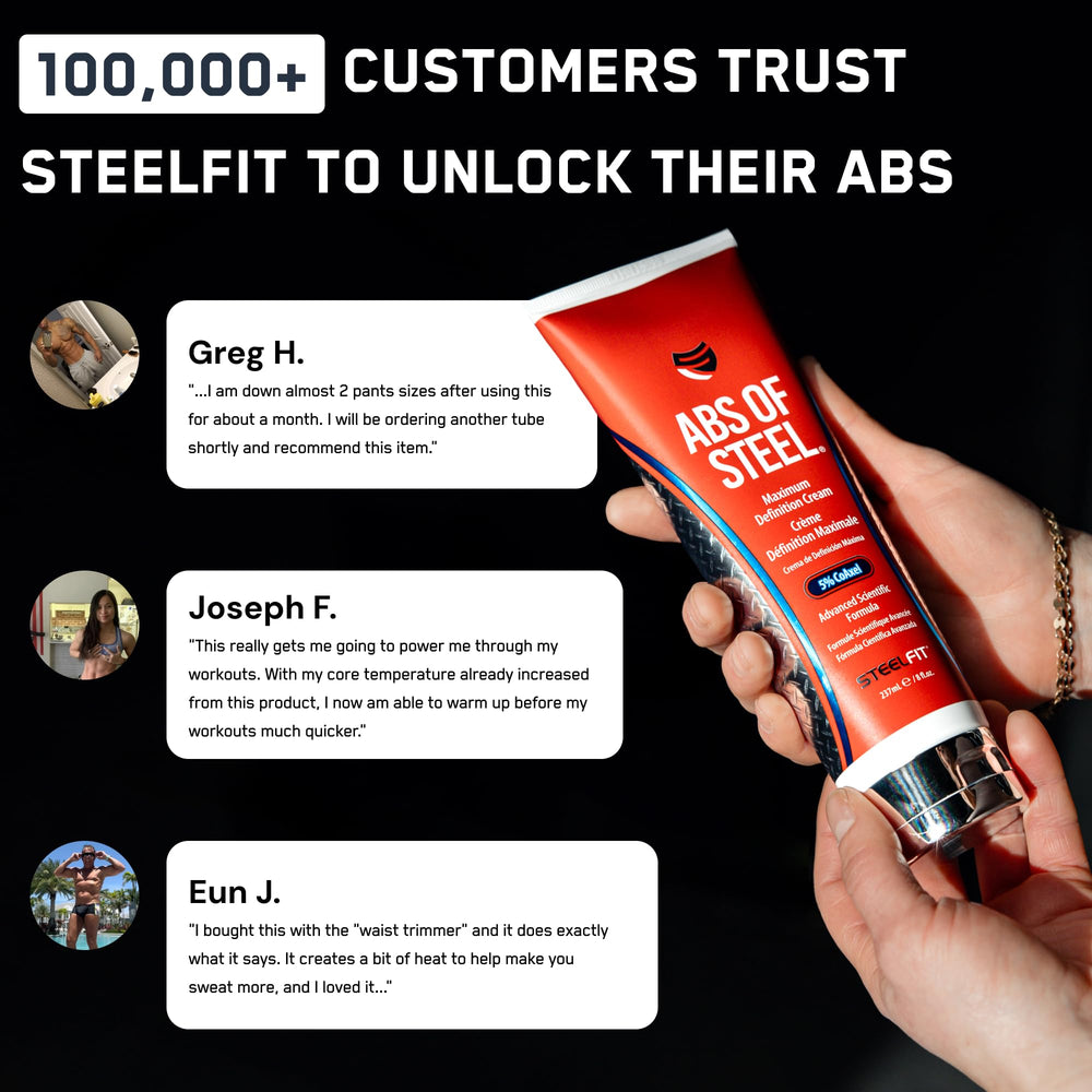 After workout application of SteelFit Abs of Steel cream for tone enhancement
