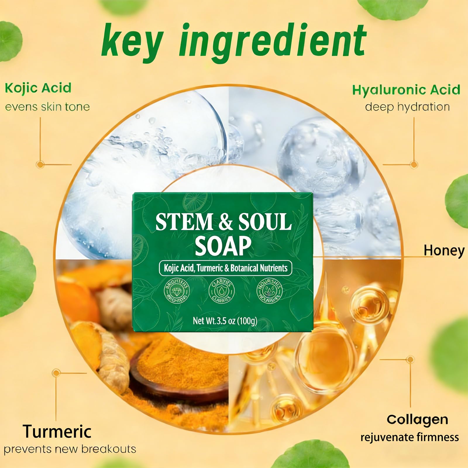 Stem and Soul Jabón para uso diario en rostro y cuerpo.