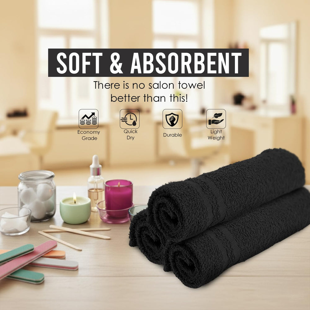 Toallas STF Linen color negro profundo, resistentes y duraderas para uso diario.