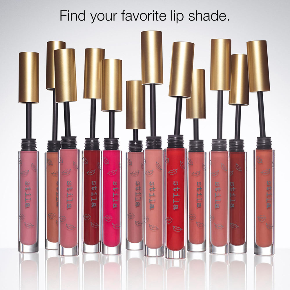 stila labial líquido Petal muestras en labios