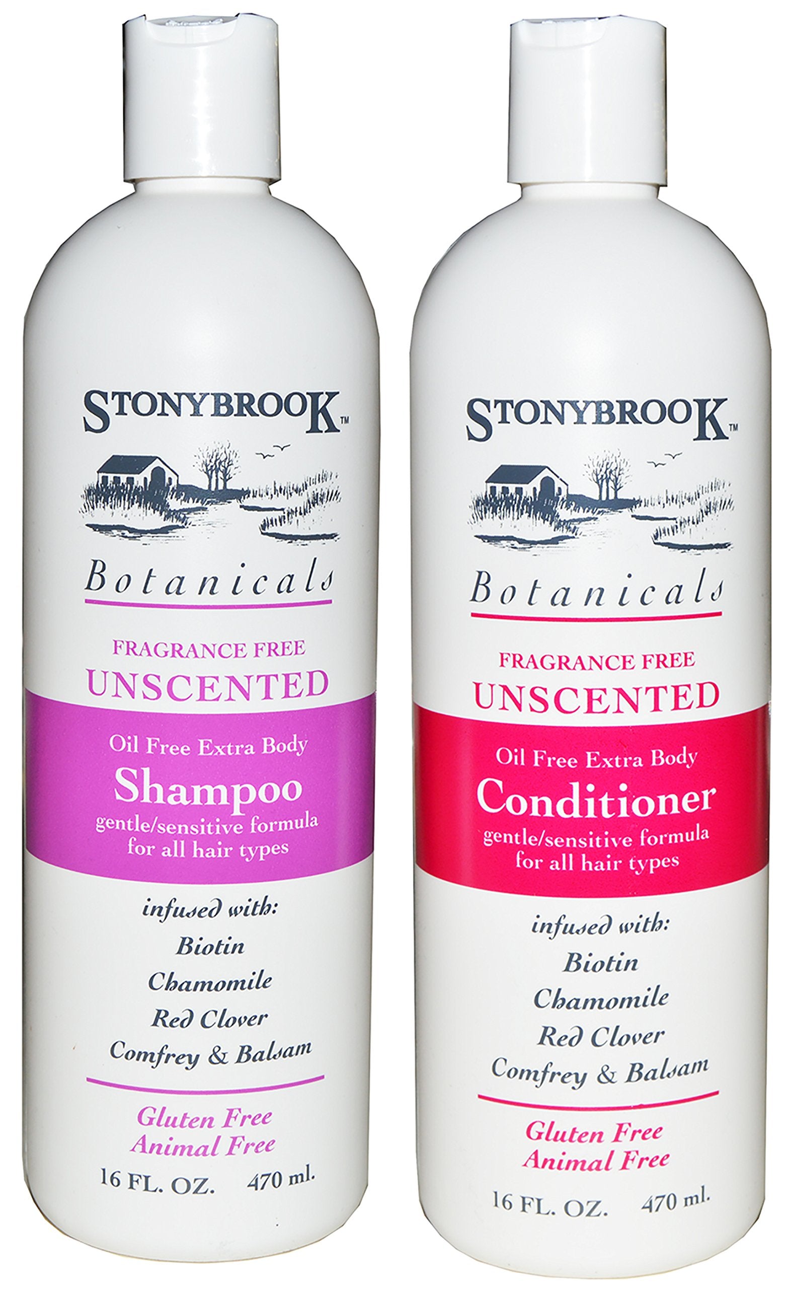Stonybrook Botanicals champú y acondicionador sin fragancia para cuero cabelludo sensible.