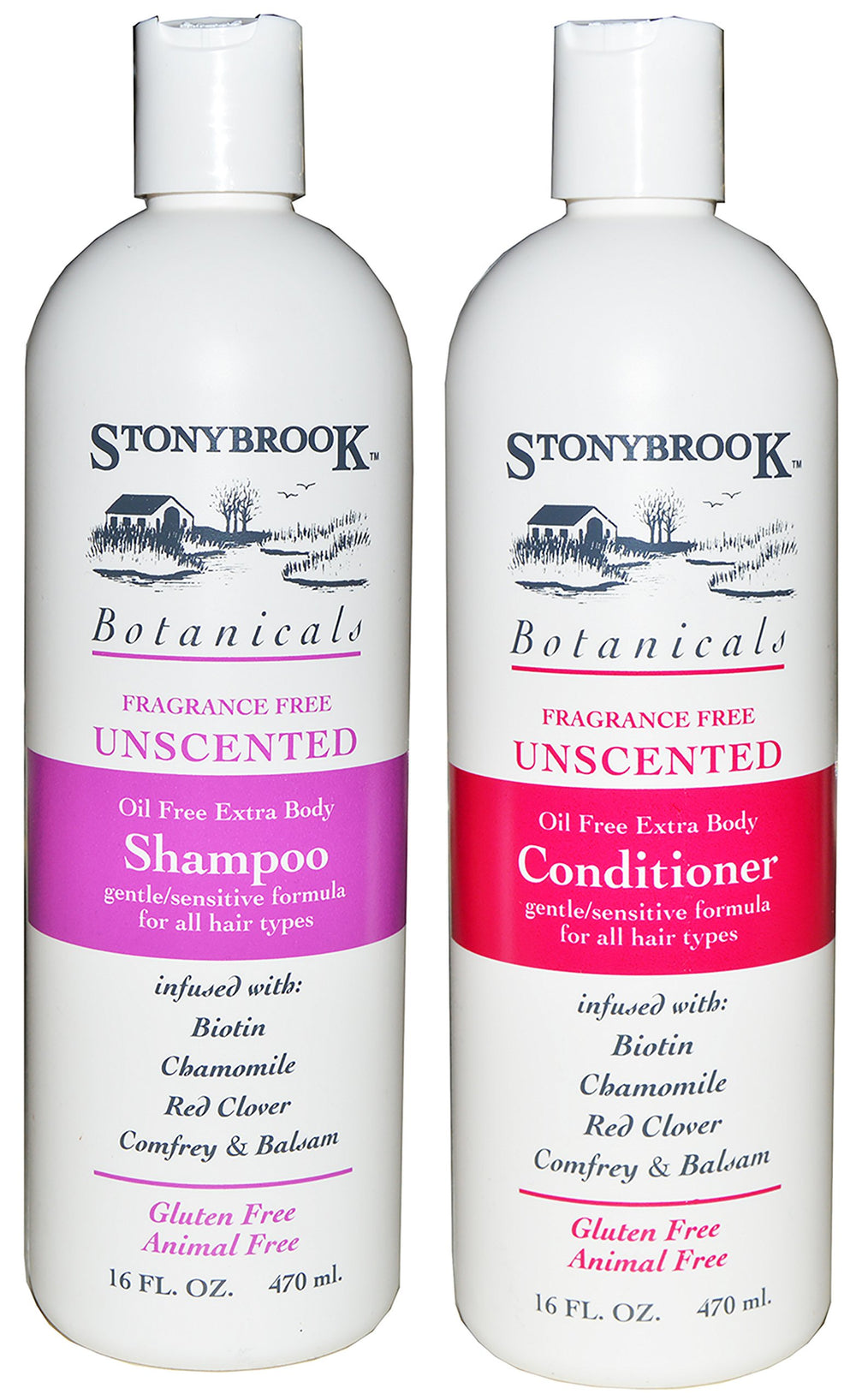 Stonybrook Botanicals champú y acondicionador sin fragancia para cuero cabelludo sensible.