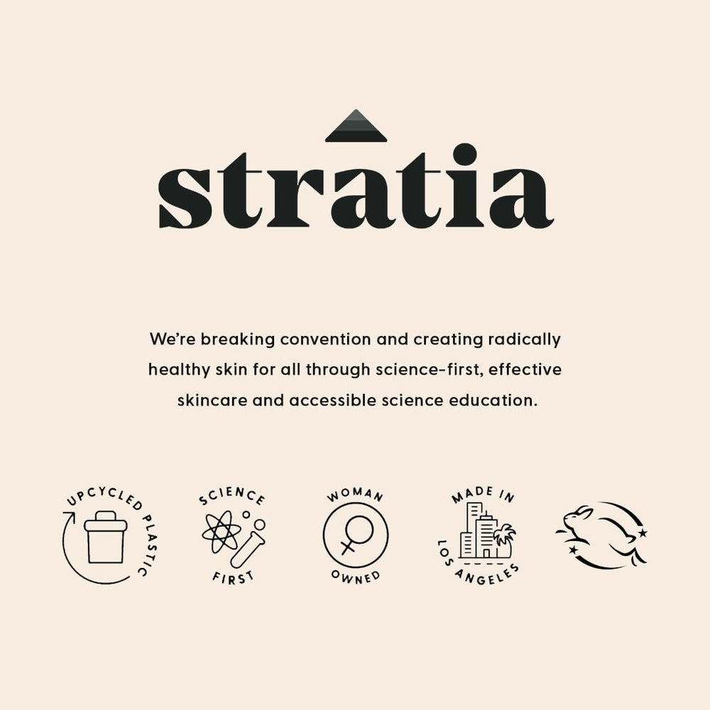 Empaque elegante de Stratia C+C Serum, práctico para cualquier rutina.